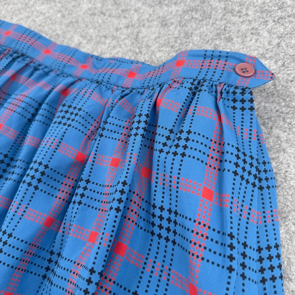 Vintage Suzanne by Thomson Blue Plaid Pleated Midi Skirt Size 8 NWT Retro